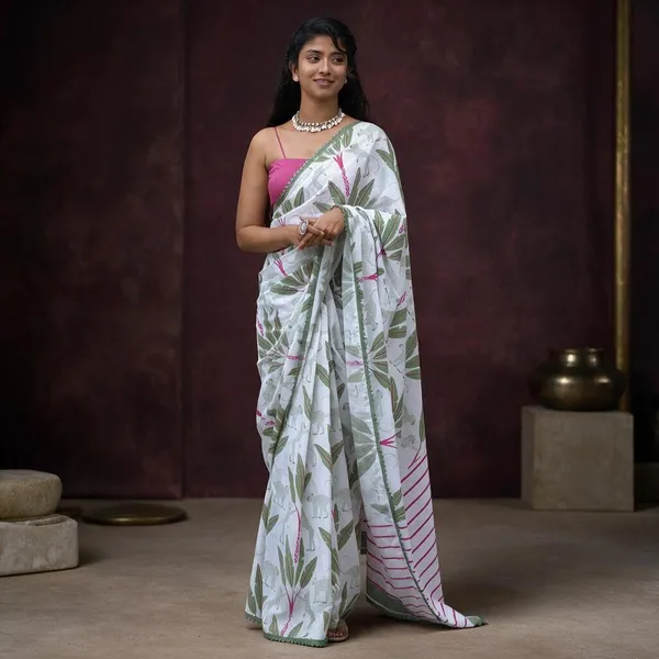 White_Mulmul_Saree_For_Women