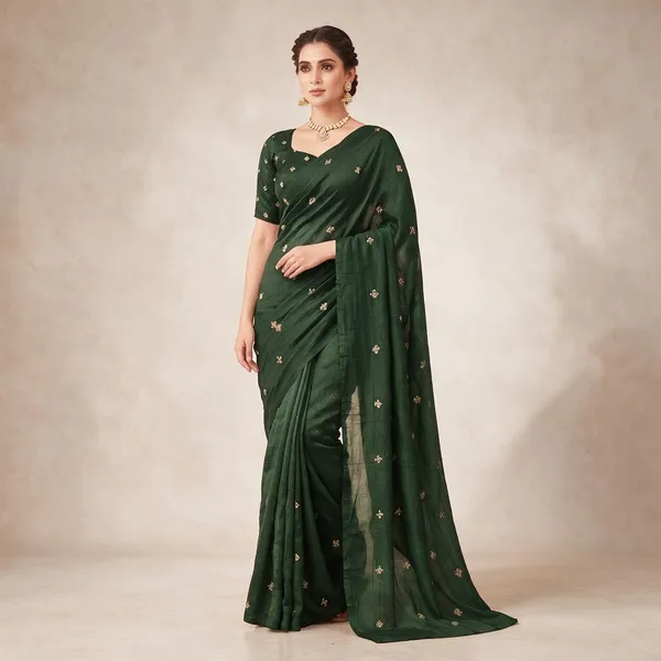Green_Silk_Blend_Saree_For_Women