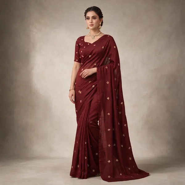 Maroon_Silk_Blend_Saree_For_Women