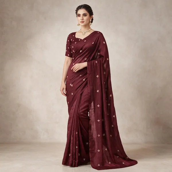 Purple_Silk_Blend_Saree_For_Women