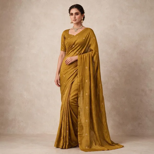 Yellow_Silk_Blend_Saree_For_Women