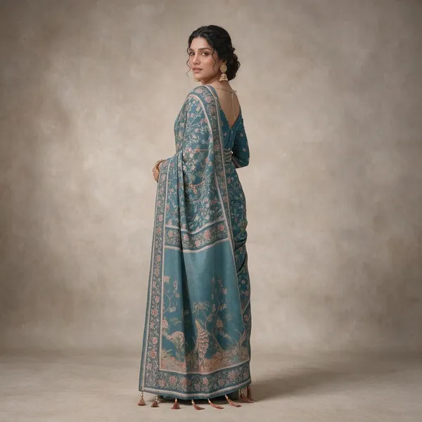 Blue_Linen_Saree_For_Women