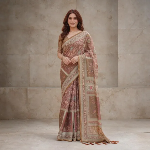 Pink_Linen_Saree_For_Women