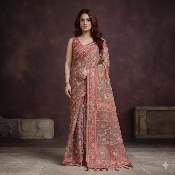 Multicolor_Linen_Saree_For_Women