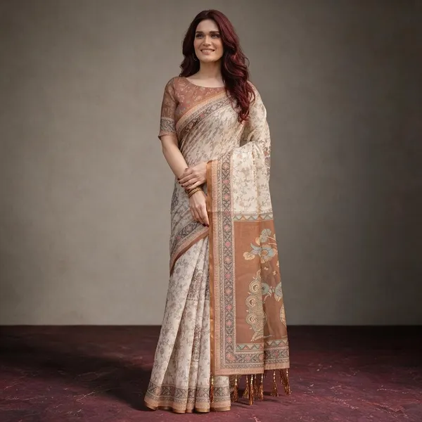 Beige_Linen_Saree_For_Women