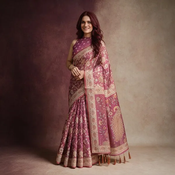 Pink_Linen_Saree_For_Women