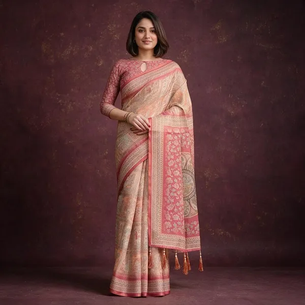 Pink_Linen_Saree_For_Women