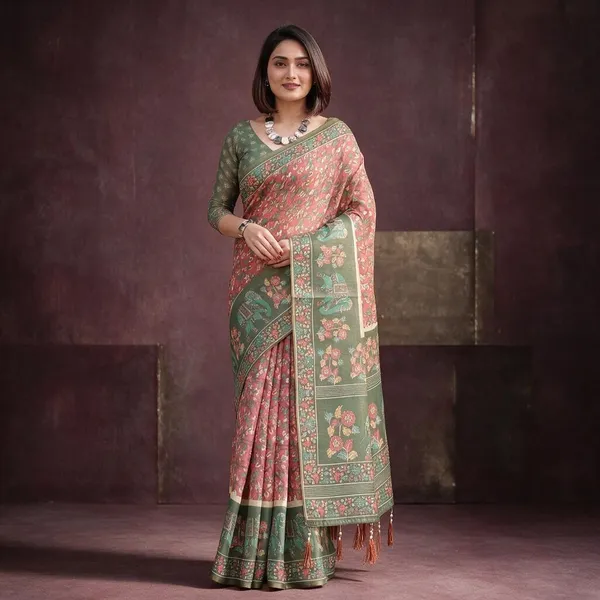 Red_Linen_Saree_For_Women