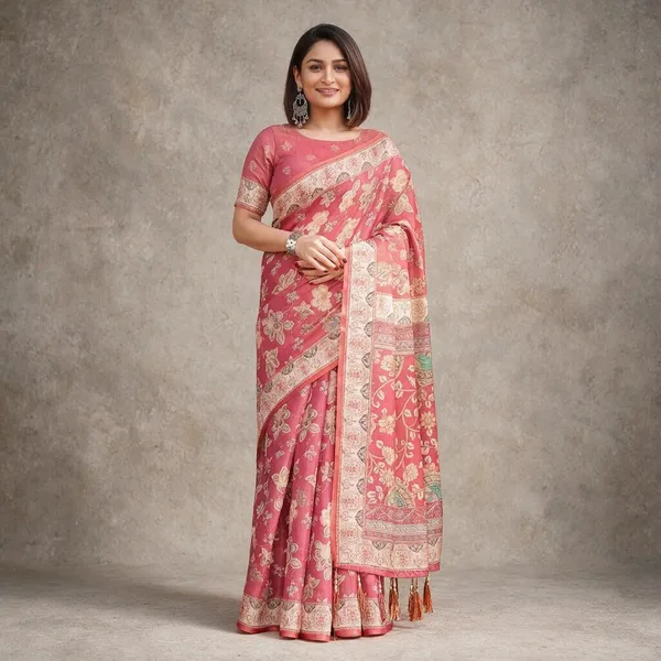 Pink_Linen_Saree_For_Women