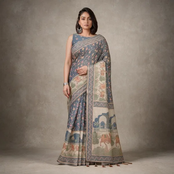 Grey_Linen_Saree_For_Women