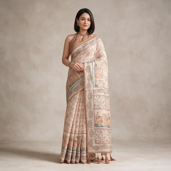 Beige_Linen_Saree_For_Women
