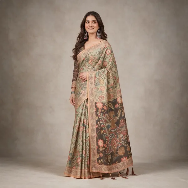 Multicolor_Linen_Saree_For_Women