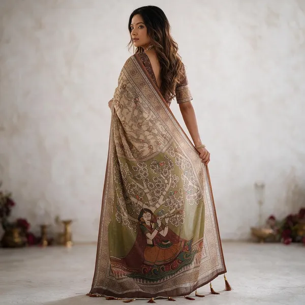 Beige_Linen_Saree_For_Women