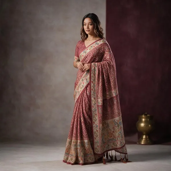 Pink_Linen_Saree_For_Women