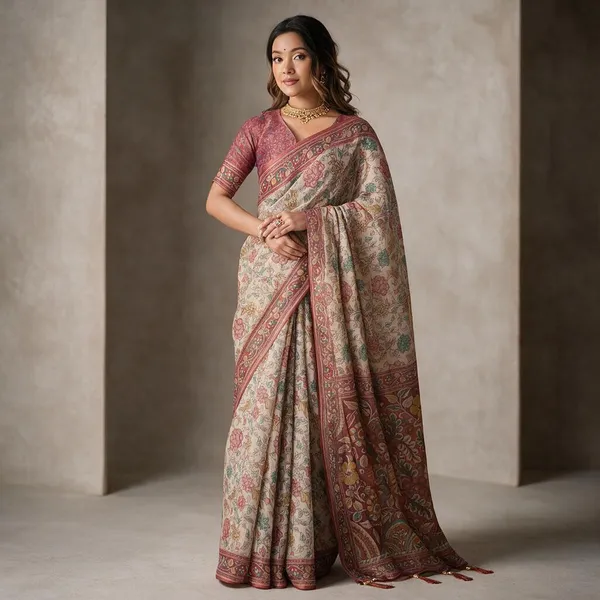 Beige_Linen_Saree_For_Women