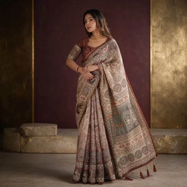 Multicolor_Linen_Saree_For_Women