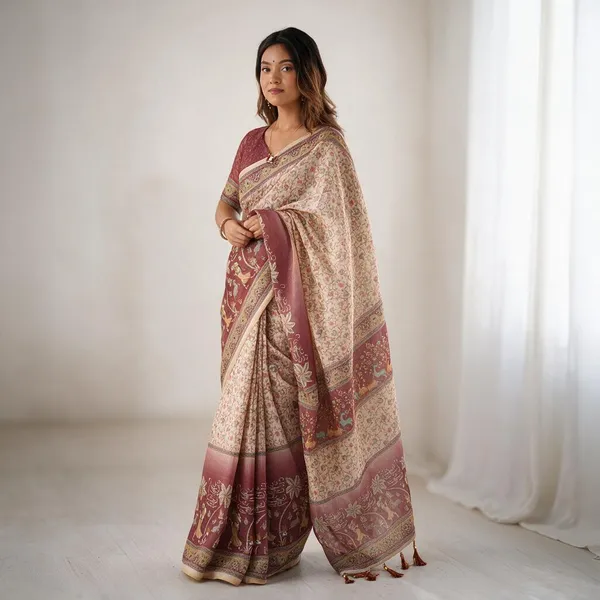 Beige_Linen_Saree_For_Women