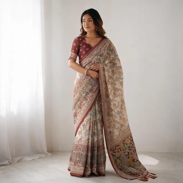 Multicolor_Linen_Saree_For_Women