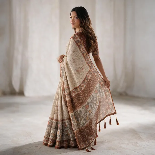 Beige_Linen_Saree_For_Women