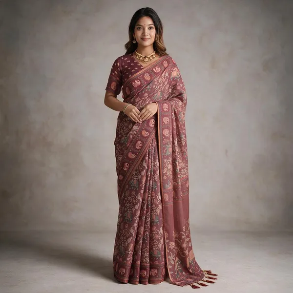 Multicolor_Linen_Saree_For_Women