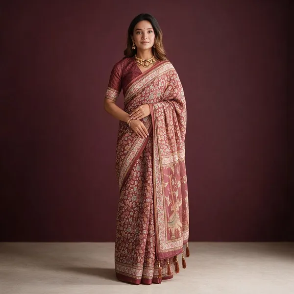 Pink_Linen_Saree_For_Women
