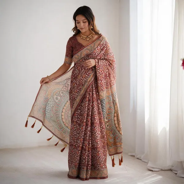 Pink_Linen_Saree_For_Women