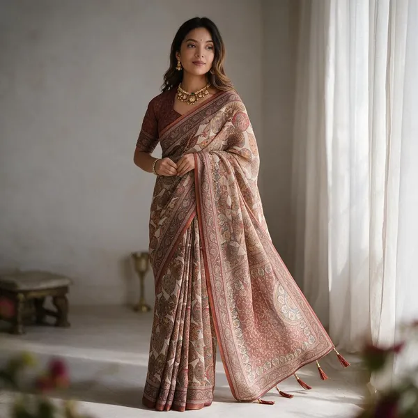 Multicolor_Linen_Saree_For_Women