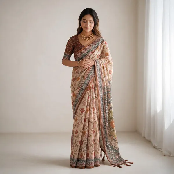 Pink_Linen_Saree_For_Women