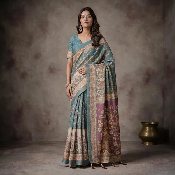 Blue_Linen_Saree_For_Women