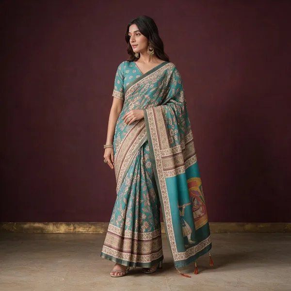 Blue_Linen_Saree_For_Women