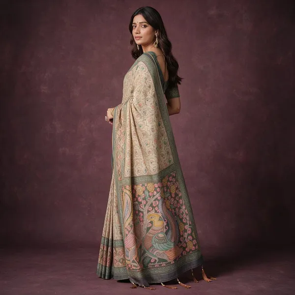 Multicolor_Linen_Saree_For_Women