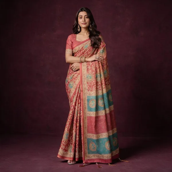 Pink_Linen_Saree_For_Women
