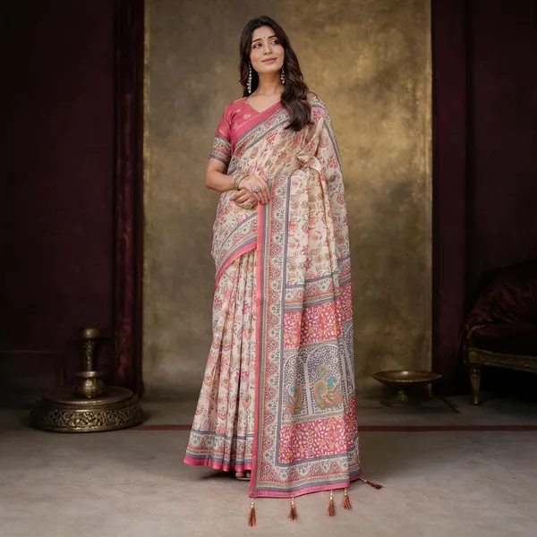 Beige_Linen_Saree_For_Women
