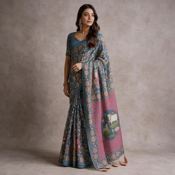 Blue_Linen_Saree_For_Women