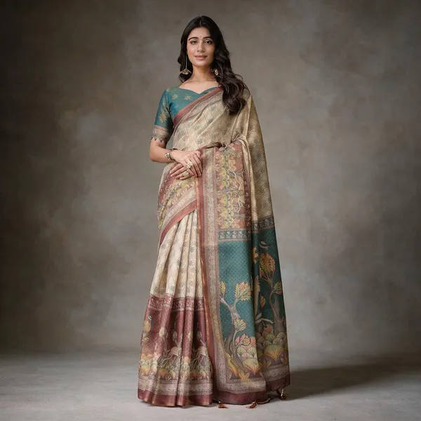 Blue_Linen_Saree_For_Women