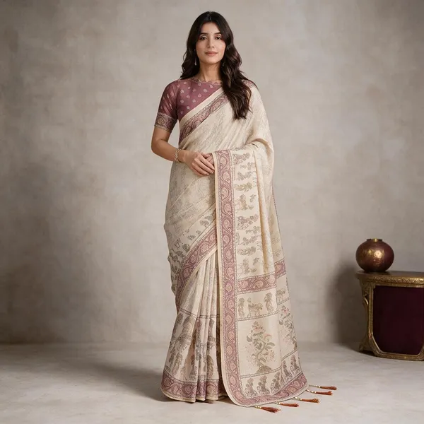 Multicolor_Linen_Saree_For_Women