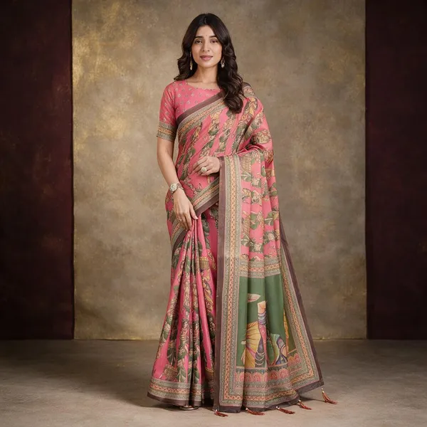 Pink_Linen_Saree_For_Women