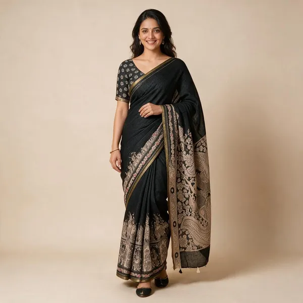 Multicolor_Linen_Saree_For_Women