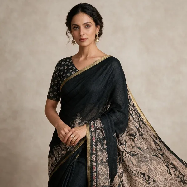 Multicolor_Linen_Saree_For_Women
