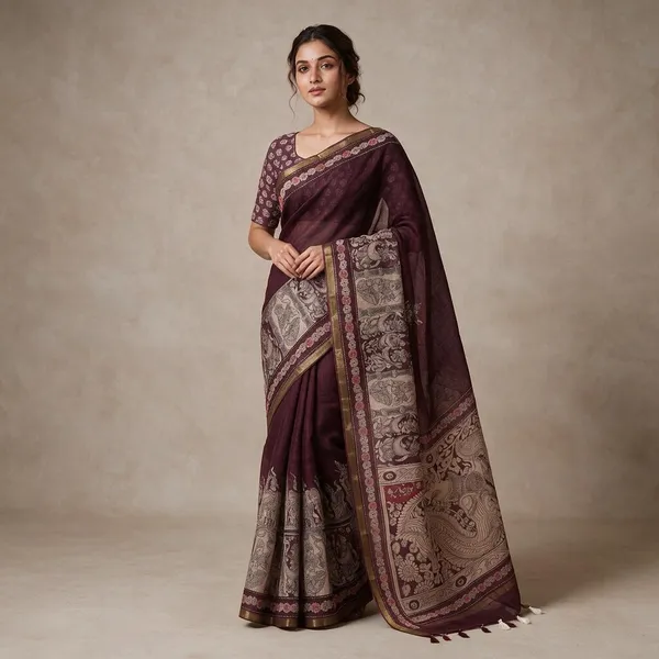 Multicolor_Linen_Saree_For_Women