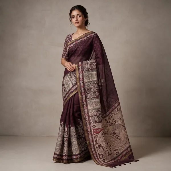 Multicolor_Linen_Saree_For_Women