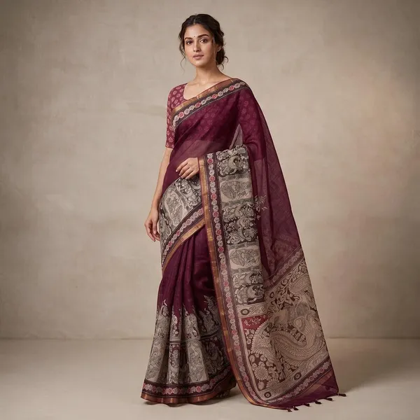 Multicolor_Linen_Saree_For_Women