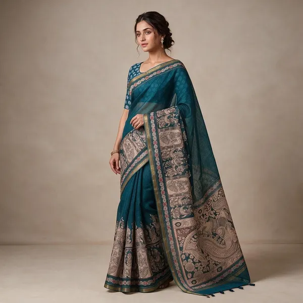 Multicolor_Linen_Saree_For_Women