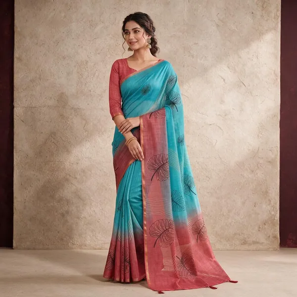 Multicolor_Linen_Saree_For_Women