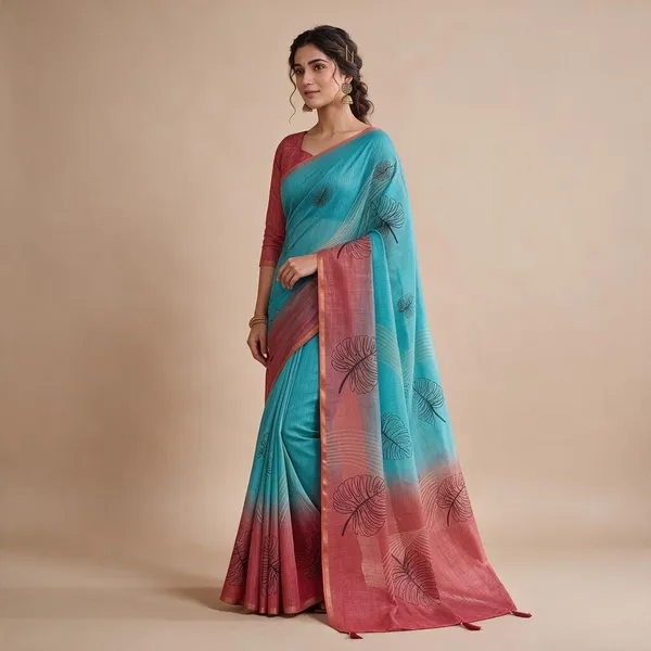 Multicolor_Linen_Saree_For_Women