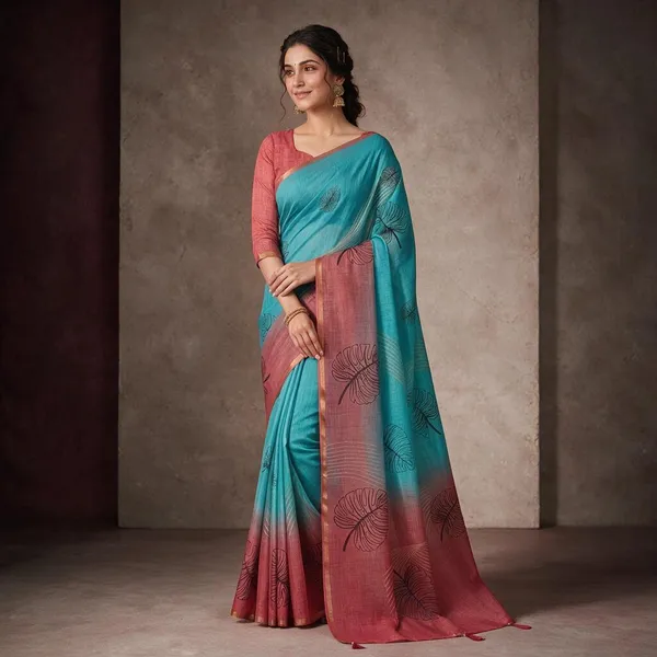 Multicolor_Linen_Saree_For_Women