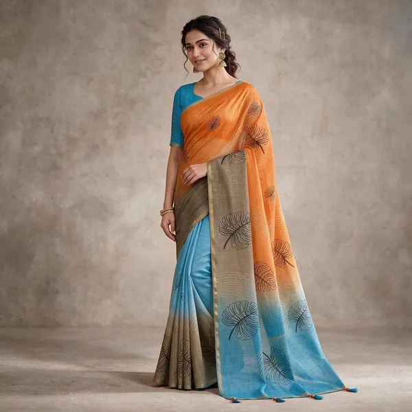 Multicolor_Linen_Saree_For_Women