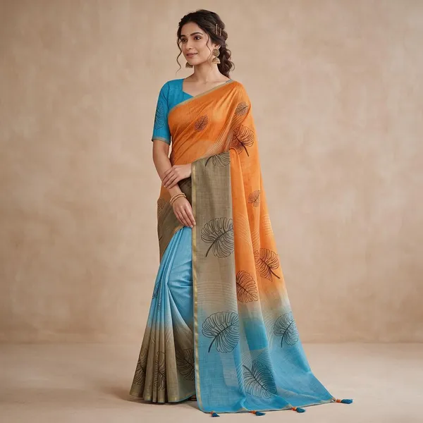 Multicolor_Linen_Saree_For_Women