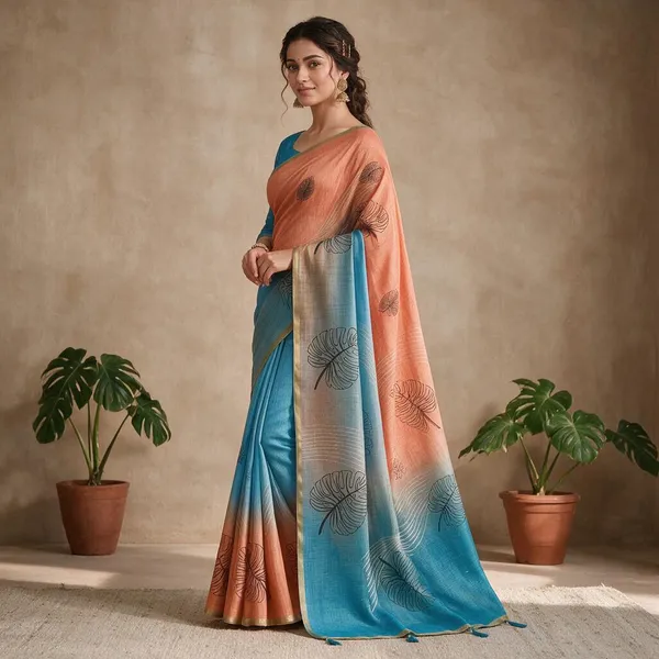 Multicolor_Linen_Saree_For_Women