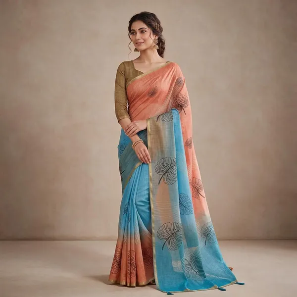 Multicolor_Linen_Saree_For_Women